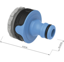Spojka záhradnej hadice s rozmermi 4,6 cm dĺžky a 3,8 cm priemeru