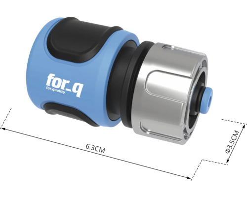 Konektor záhradnej hadice s rozmermi 6,3 cm x 3,5 cm