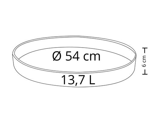 Okrúhla kvetinová misa s priemerom 54 centimetrov a objemom 13,7 litra