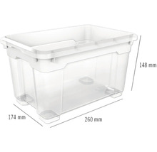 Plastový úložný box s rozmermi 260 x 174 x 148 milimetrov