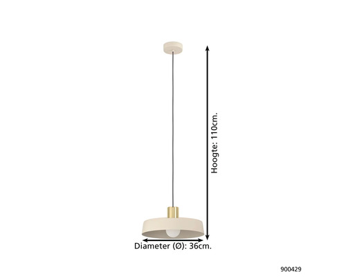Závesná lampa s priemerom 36 cm a výškou 110 cm