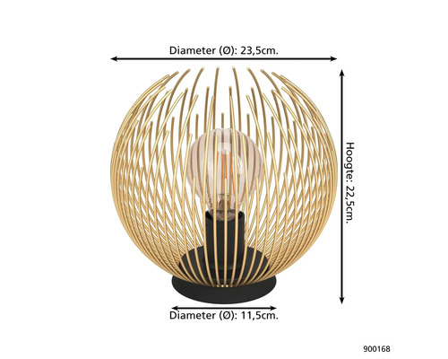 Stolná lampa s priemerom 23,5 cm, výškou 22,5 cm a priemerom základne lampy 11,5 cm