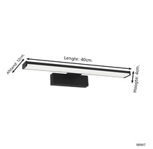 LED nástenné svietidlo s rozmermi 40 cm dĺžka, 12 cm vzdialenosť a 4 cm výška.