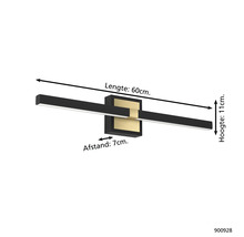 LED nástenné svietidlo s rozmermi 60 cm dĺžka, 11 cm výška a 7 cm vzdialenosť
