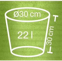 Kvetináč s rozmermi priemer 30 cm, výška 30 cm a objem 22 litrov