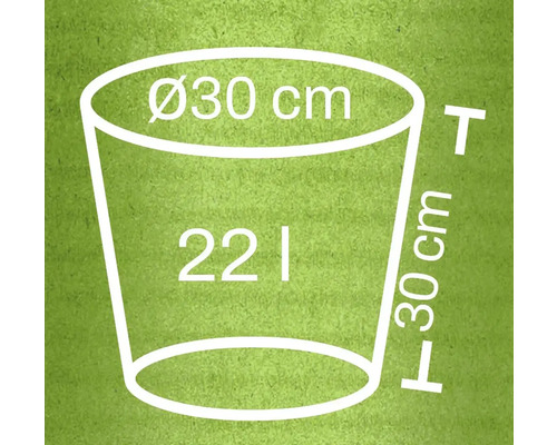 Kvetináč s rozmermi priemer 30 cm, výška 30 cm a objem 22 litrov