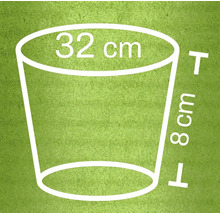 Ilustrácia kvetináča s rozmermi 32 cm v priemere a 8 cm na výšku