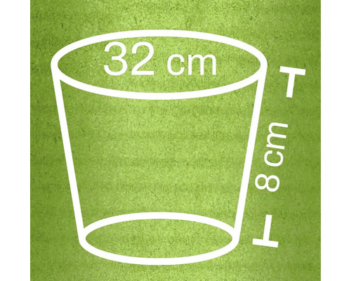 Ilustrácia kvetináča s rozmermi 32 cm v priemere a 8 cm na výšku