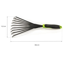 Kovové hrable na lístie, 38,6 cm dlhé a 15,5 cm široké