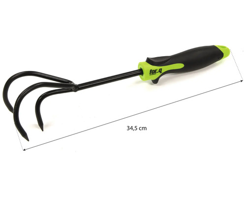 Záhradný kultivátor s tromi hrotmi a dĺžkou 34,5 cm