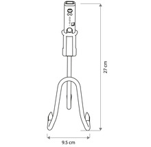 Technický nákres malého kypriča s tromi hrotmi. Výška 27 centimetrov, šírka 9,5 centimetra.