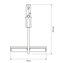 Technický výkres stierky na okná s výškou 25,5 centimetra a šírkou 18 centimetrov.