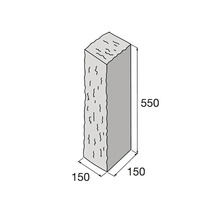 Štruktúrovaný palisádový kameň s rozmermi 150 na 150 na 550.