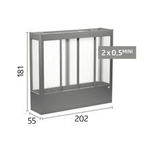 Nástavec na skleník s kovovým rámom a dutinkovými doskami, výška 181, šírka 202, hĺbka 55, pozostávajúci z dvoch modulov 0,5 Mini.