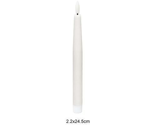 LED tyčová sviečka s imitáciou plameňa, rozmery 2,2 krát 24,5 centimetra.