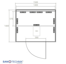 Infrasauna Oslo 150x150x200 cm 2625 W pre 2 osoby J40150