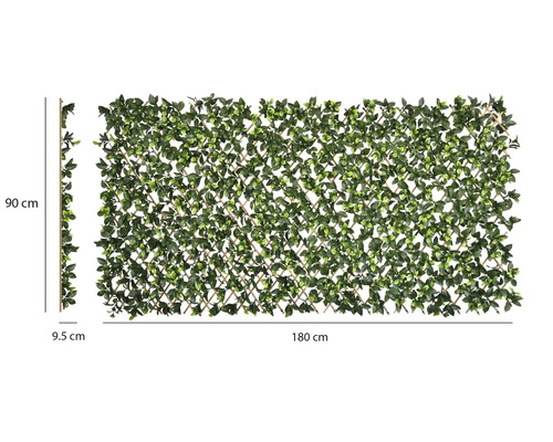Umelý živý plot na rozťahovacej drevenej mriežke, 180 na 90 centimetrov, zástena pre záhradu a balkón.