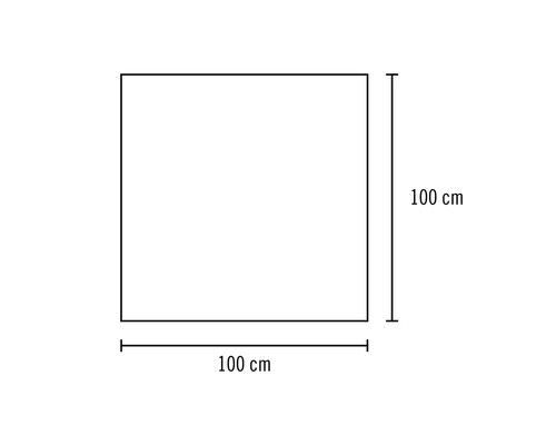 Štvorec s rozmermi 100 centimetrov na 100 centimetrov.
