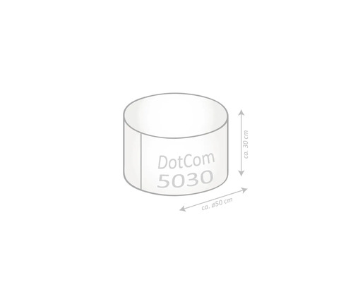 Schematické znázornenie valcového objektu s výškou približne 30 centimetrov a priemerom približne 50 centimetrov.