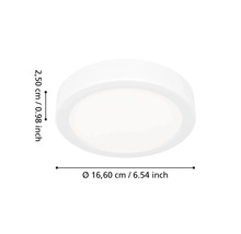 Okrúhle stropné LED svietidlo s priemerom 16,60 centimetra a výškou 2,50 centimetra.