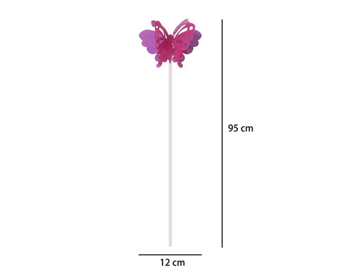 Motýľ kovový ružový 95cm