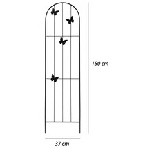 Opora pre popínavé rastliny z kovu s motívom motýľov, výška 150 centimetrov a šírka 37 centimetrov.