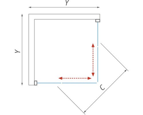 Sprchový kút s rohovým vstupom ROTH 80x80 cm farba rámu chrómová dekor skla číre sklo 597-8000000-00-02