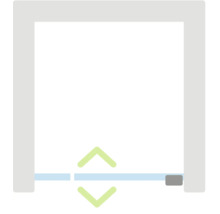 Symbol pre automatické padacie dverové tesnenie.