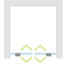 Symbol pre dvojkrídlové kyvné dvere s otváraním v oboch smeroch.