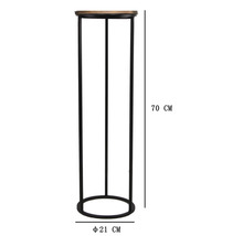 Okrúhly stojan na kvety s kovovým rámom, výška 70 centimetrov, priemer 21 centimetrov