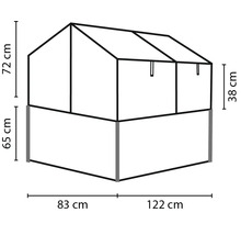 Nákres pareniska s kótami výšky 72 centimetrov a 65 centimetrov a šírky 83 centimetrov a 122 centimetrov