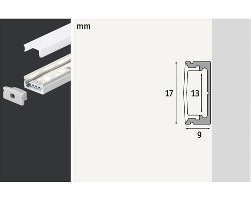 LED profil s rozmermi