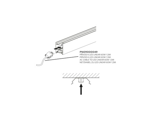 Ilustrácia napájacieho kábla LED Linear 60W 1,5 metra