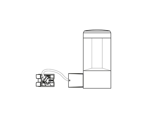 Technický nákres vonkajšieho svietidla s pripojovacou skrinkou
