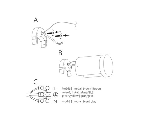 Návod na inštaláciu lampy s montážnymi pokynmi a schémou zapojenia