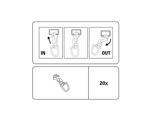 Návod na pripevnenie karabíny, 20 kusov