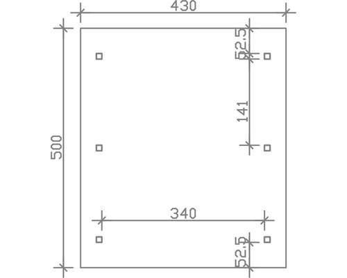 Rozmery a otvory dosky 500 x 430 milimetrov