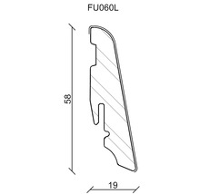 Technický výkres profilu s rozmermi 58 krát 19 milimetrov