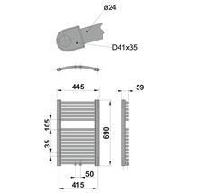 Kúpeľňový radiátor Rotheigner SWING-M 690 x 445 mm matne čierny prípojka uprostred dole