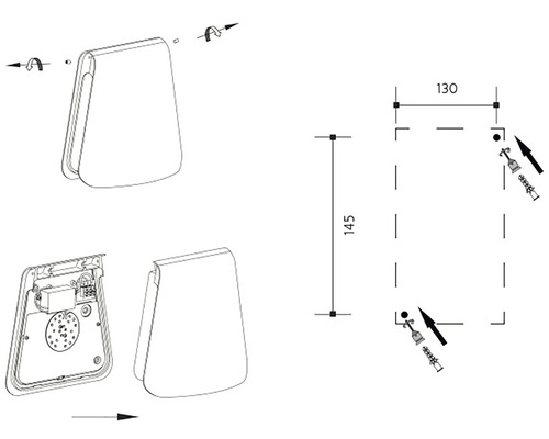 Návod na montáž lampy na stenu s rozmermi 130 x 145 milimetrov