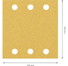Brúsny papier so šiestimi otvormi, rozmery 115 mm x 107 mm
