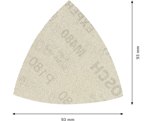 Trojuholníkový brúsny papier s veľkosťou 93 mm.