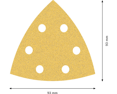 Trojuholníkový brúsny papier so šiestimi otvormi s veľkosťou 93 mm
