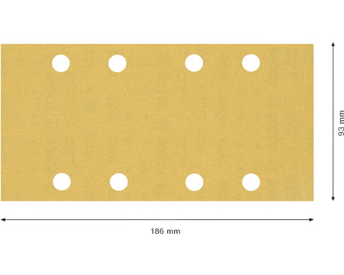 Brúsny papier s ôsmimi otvormi a rozmermi 93 mm x 186 mm