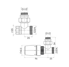 Sada termostatických ventilov Schulte rohová 1/2" chróm 7065002