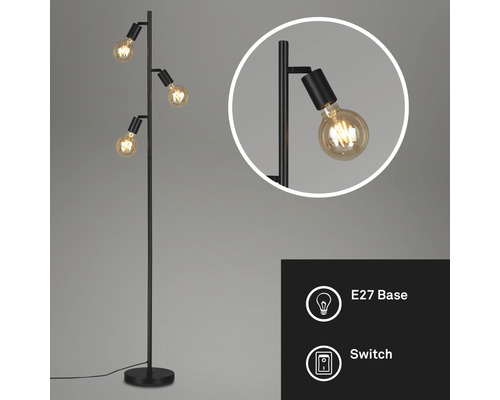 Stojacia lampa s tromi ramenami a objímkou E27