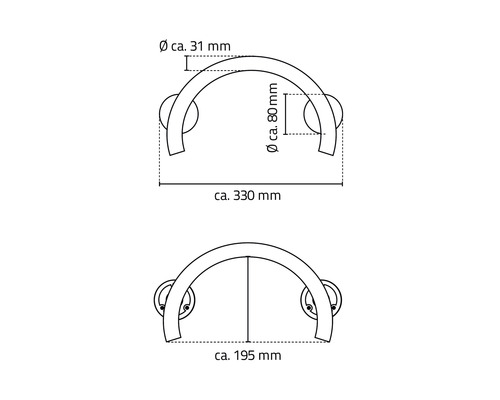 Technický nákres držiaka na uteráky s rozmermi