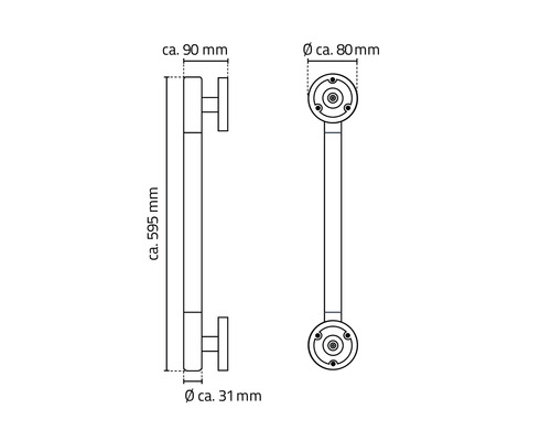 Technický nákres držadla s rozmermi