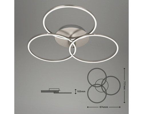 Stropné svietidlo s tromi kruhmi a rozmermi