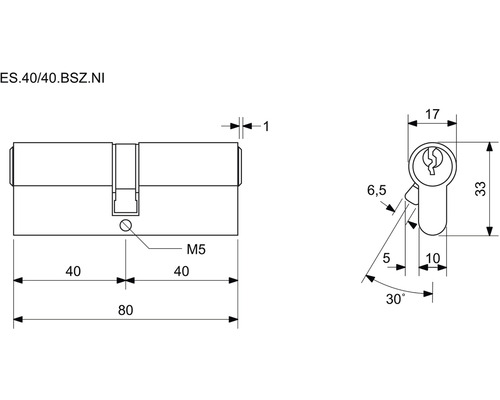 Technický nákres cylindrickej vložky s rozmermi